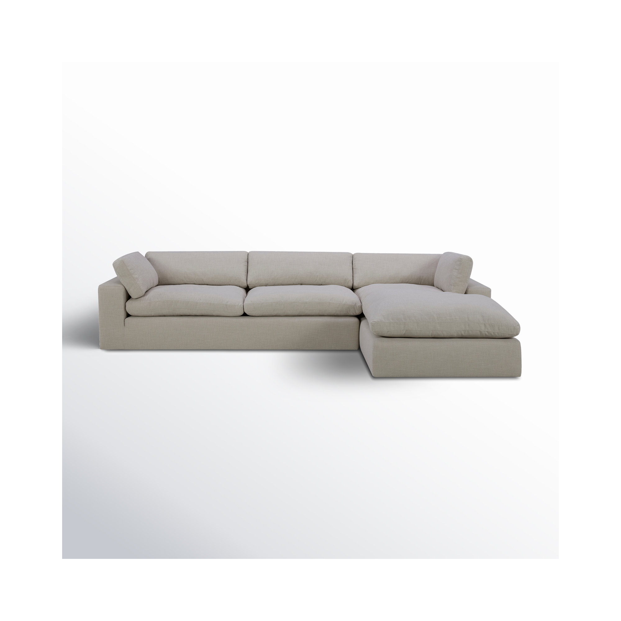 Asher 2 - Piece Upholstered Chaise Sectional, Right Hand Facing, Effie Linen Performance Linen