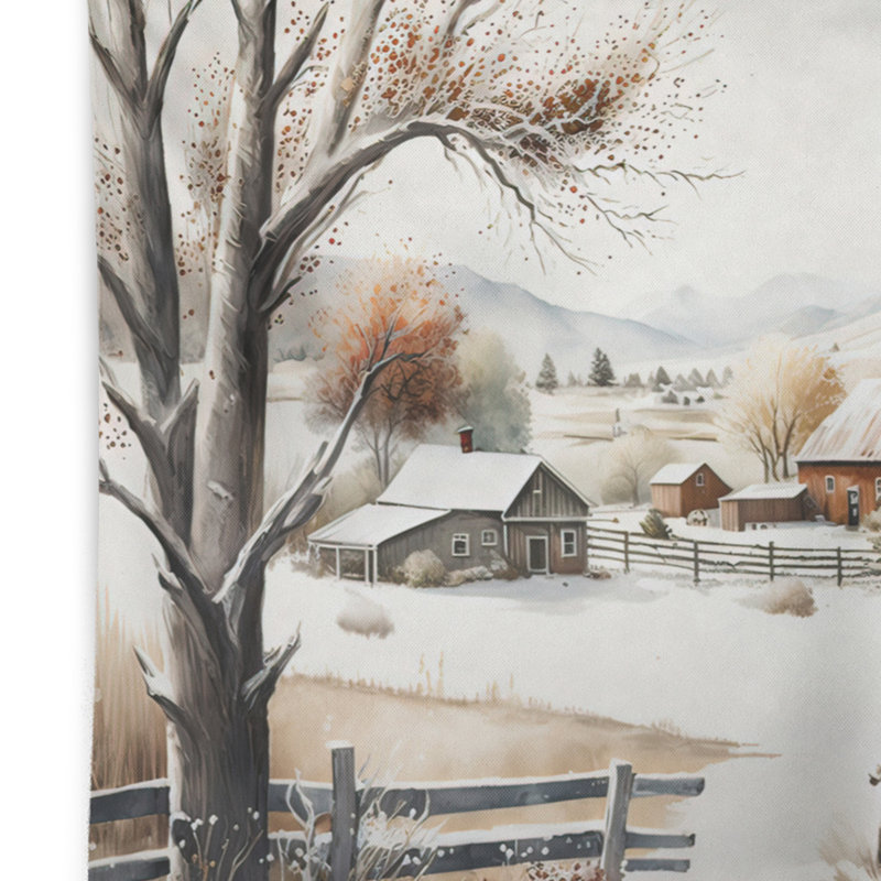 Kansas Farm In Winter Machine Tapestry, 32" H x 39" W