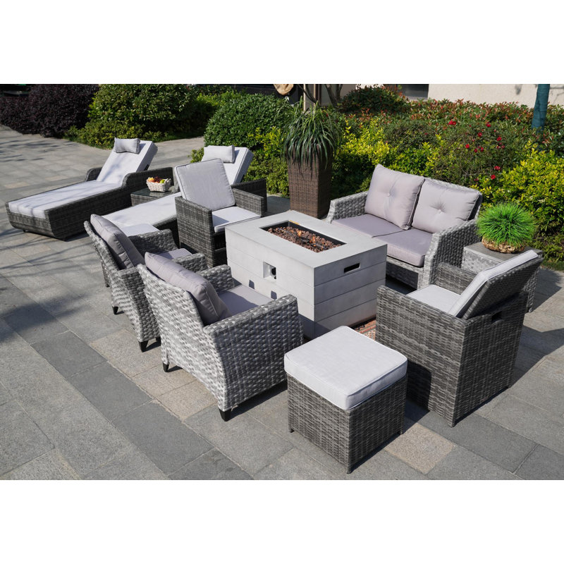 10 - Person Patio Conversation Set with Cushions