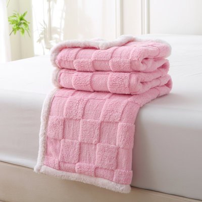 JML pour jeté de canapé - Couvertures en molleton à carreaux pour femme, jeté doux et confortable pour les cadeaux de décoration de chambre à coucher, 40 x 60 pouces, rose
