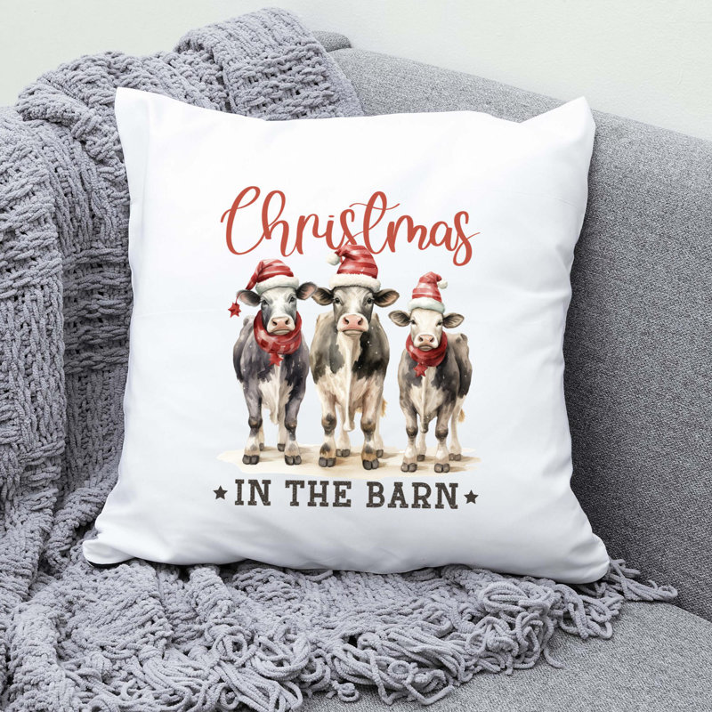 Christmas Farm_8 Reversible Throw Pillow, 14" x 14"