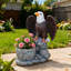 Statue de jardin debout aigle sur une base en fausse pierre - Pot de fleurs décoratif rustique pour l'extérieur et l'intérieur