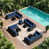 Black Rattan Navy Blue