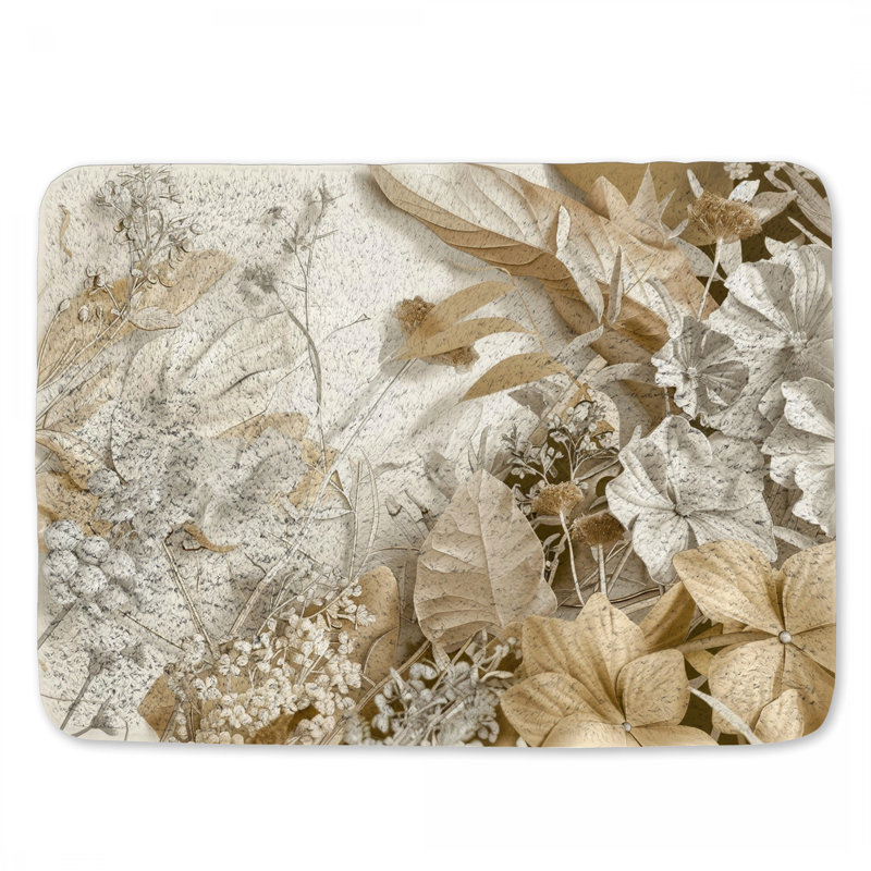 Tapis de bain floral, L 21 po x L 34 po
