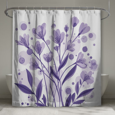 Rideaux de douche mauves à fleurs mauves