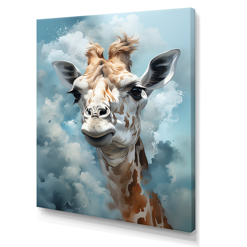 Girafes bleues en harmonie sur toile, H 44 po x l 34 po x P 1,5 po, Toile tendue