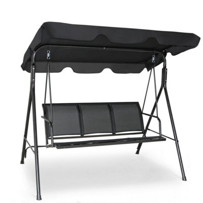 3 Person Steel Frame Patio Swing With Polyester Angle And Adjustable Canopy