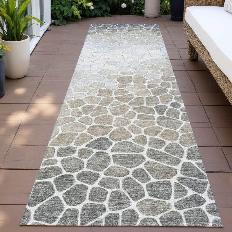 Machine Washable Indoor/Outdoor Husby ACN2190 Geometric Rug, Runner 2'3" x 7'6"