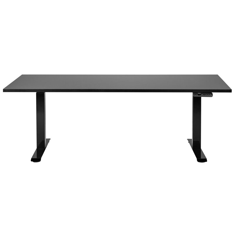 Luff Adjustable Height Steel Standing Desk, 128cm H x 180cm W x 80cm D, Black, Black