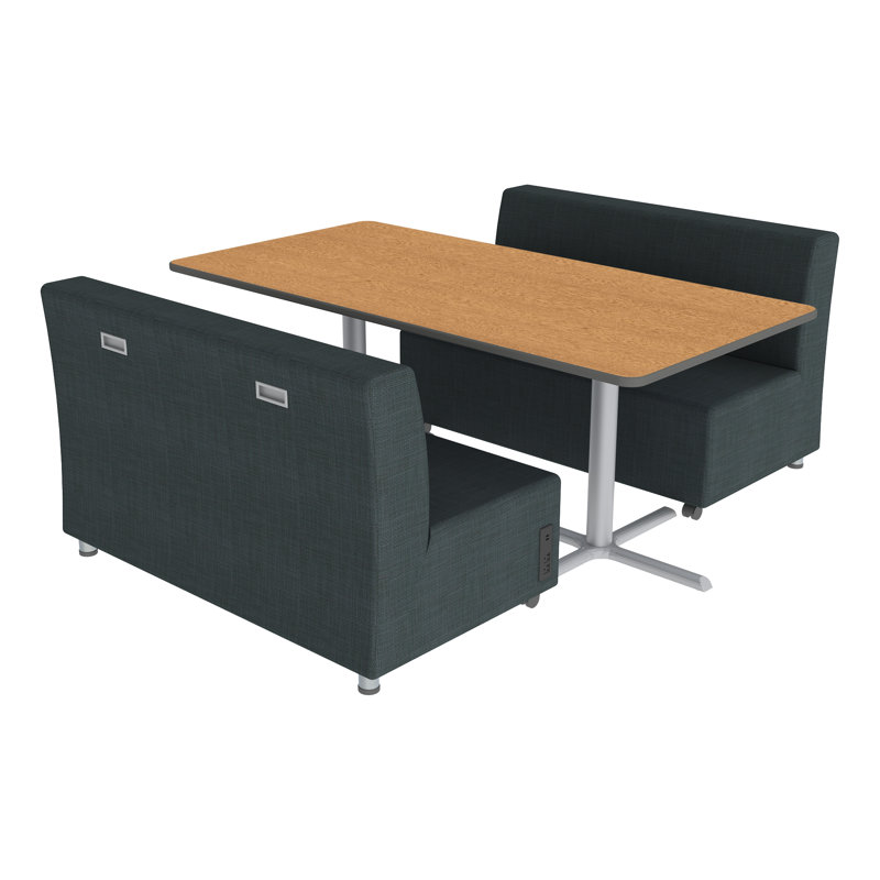 Learniture Shapes Series II Soft Seating Sofa with Casters, Outlets, and USB Ports, Navy Crosshatch