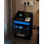 Bedside Table with LED Light, Bedside Cabinet with Charging Station, 1 Storage Drawer Nightstand for Bedroom, Living Room, 2 USB Port, 2 Outlets, Open Compartment-1738993030