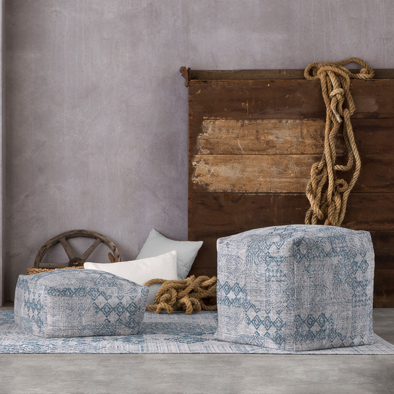 Burrillville 50cm Wide Square Abstract Pouf Ottoman