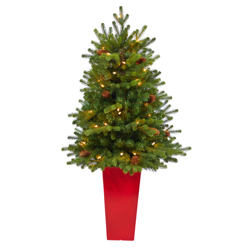 Sapin de Noël artificiel vert avec lumières claires Yukon Mountain, H 3,5 pi