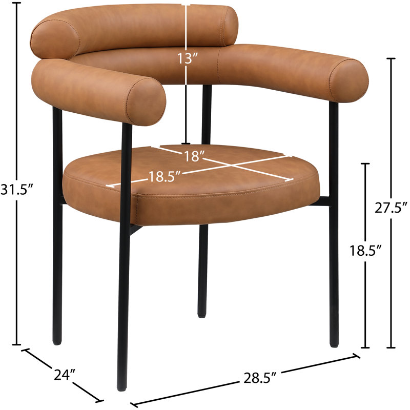 Chaise en cuir Blake Vedehi, Cuir cognac végétalien