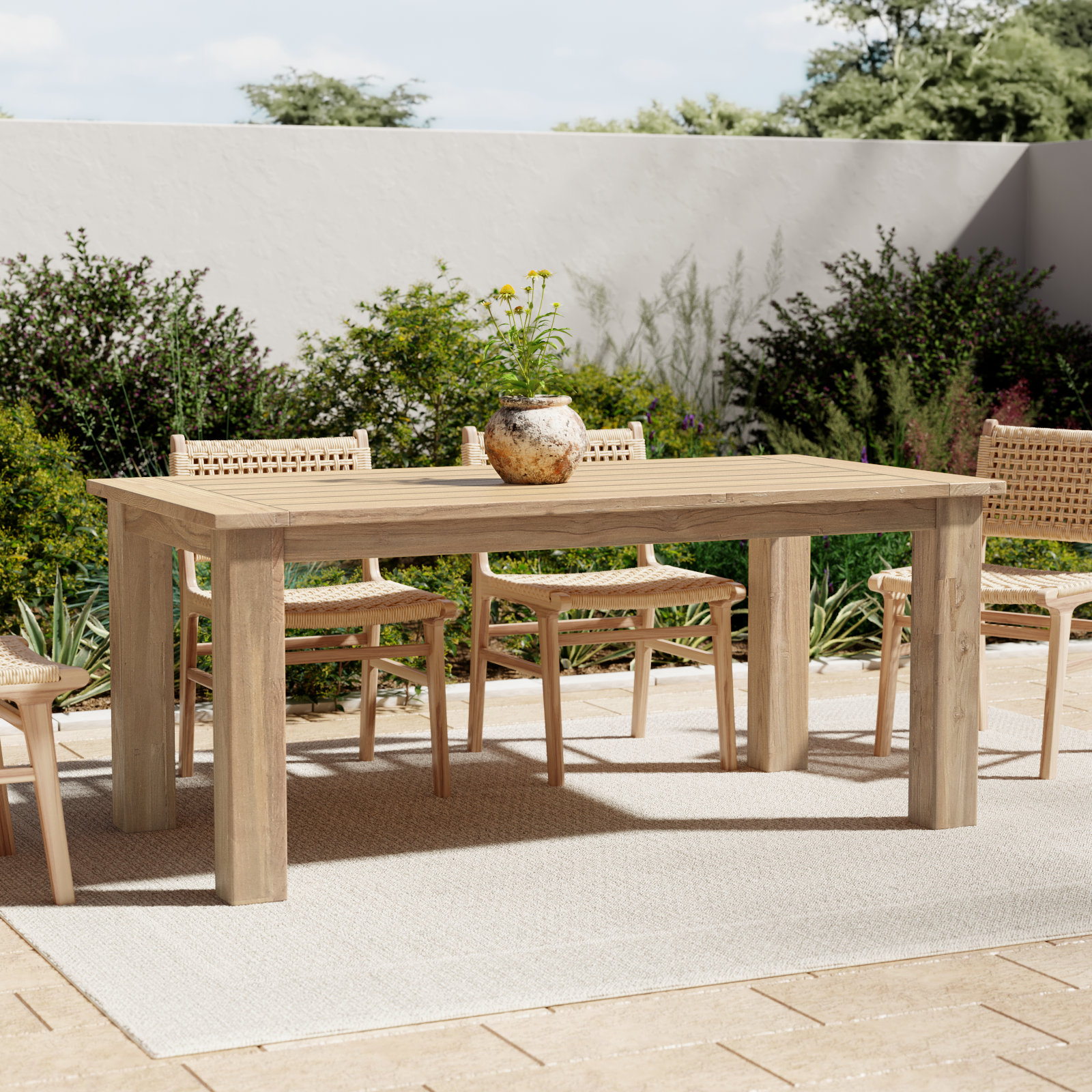 Bedwell Teak Patio Dining Table, 35.4" W x 70.9" L x 30.3" H