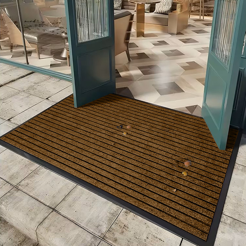 Non-Slip Indoor/Outdoor Hallway Kitchen Bedroom Rubber Door Mat, BROWN, 50x80
