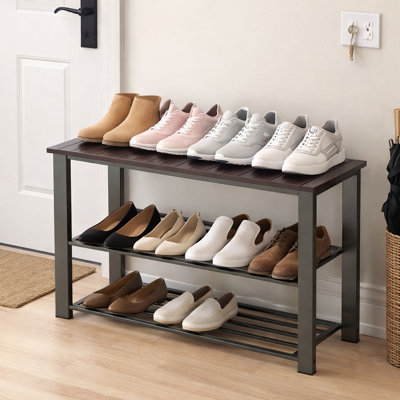 Banc de rangement à chaussures en bois avec rangement à 2 niveaux pour entrée