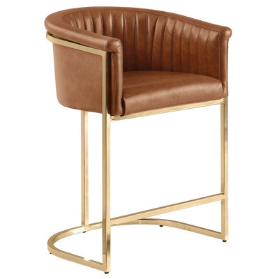 Leathaire Barstool With Gold Chrome Base
