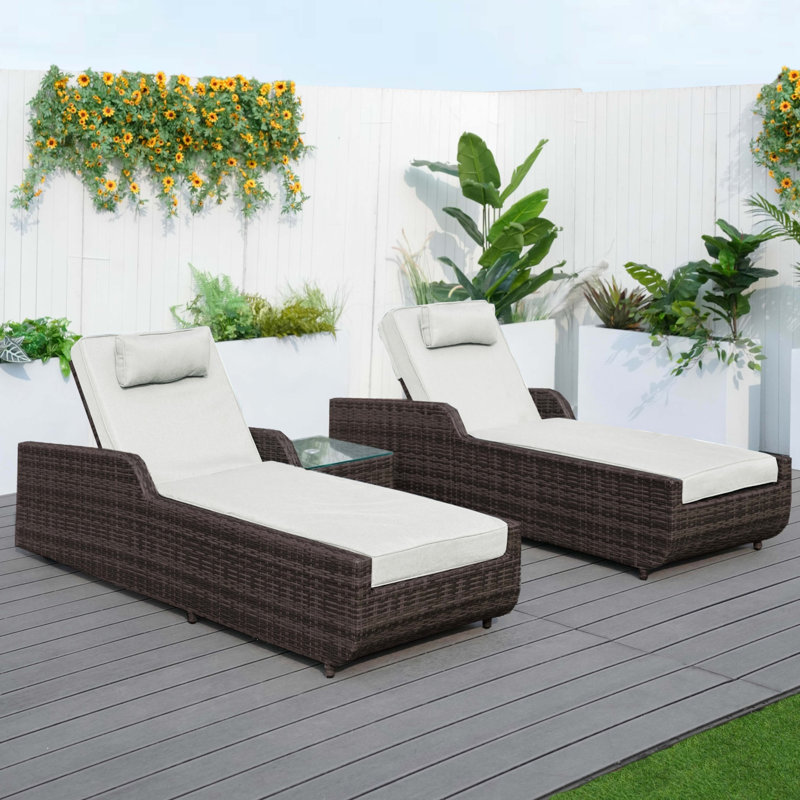198cm Long Sun Lounger, Brown