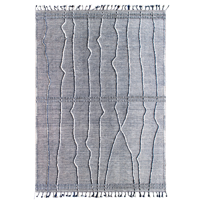 Tapis bleu marocain de haute qualité noué à la main, Rectangle 12 pi x 15 pi