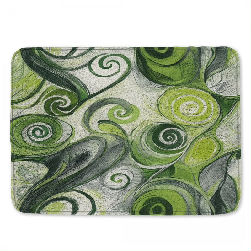Tapis de bain Green Swirl, L 34 po x L 21 po