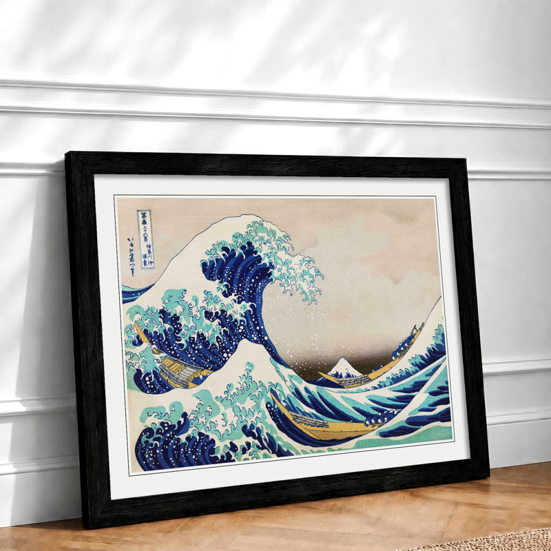 The Great Wave Off Kanagawa by Katsushika Hokusai - Single Picture Frame Print, Black, 45cm H x 63cm W x 2cm D