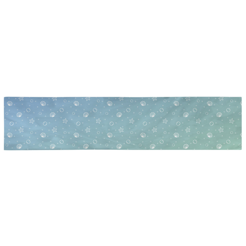 Chemin de table géométrique avicia, 90 po x 16 po, Vert / Bleu, 100 % coton