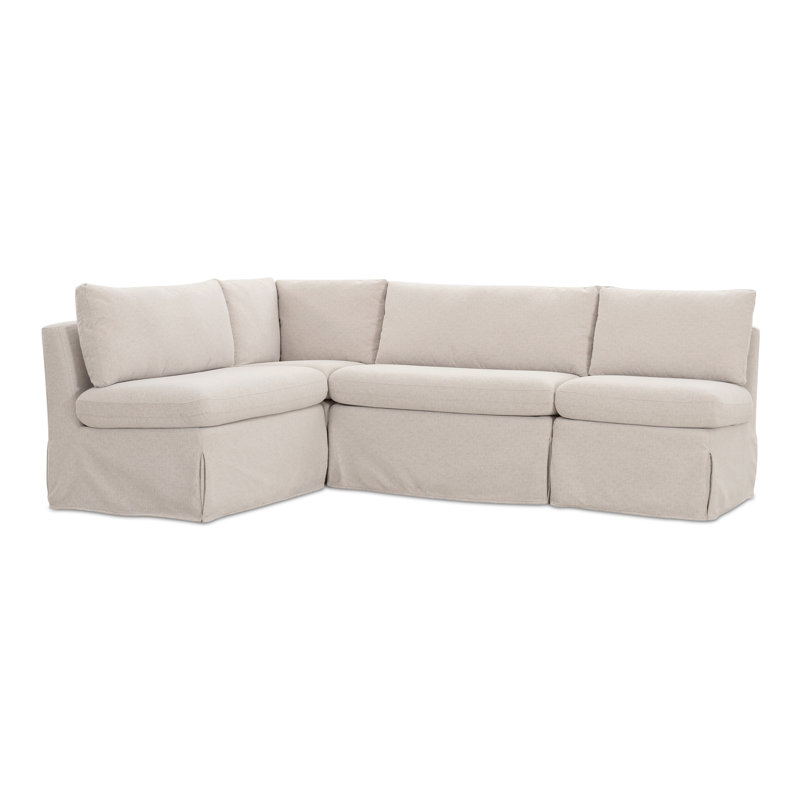 Gusella Slipcover Dining Banquette Beige 121In, L-Shape, 31.75" H x 96" W x 67.5" D