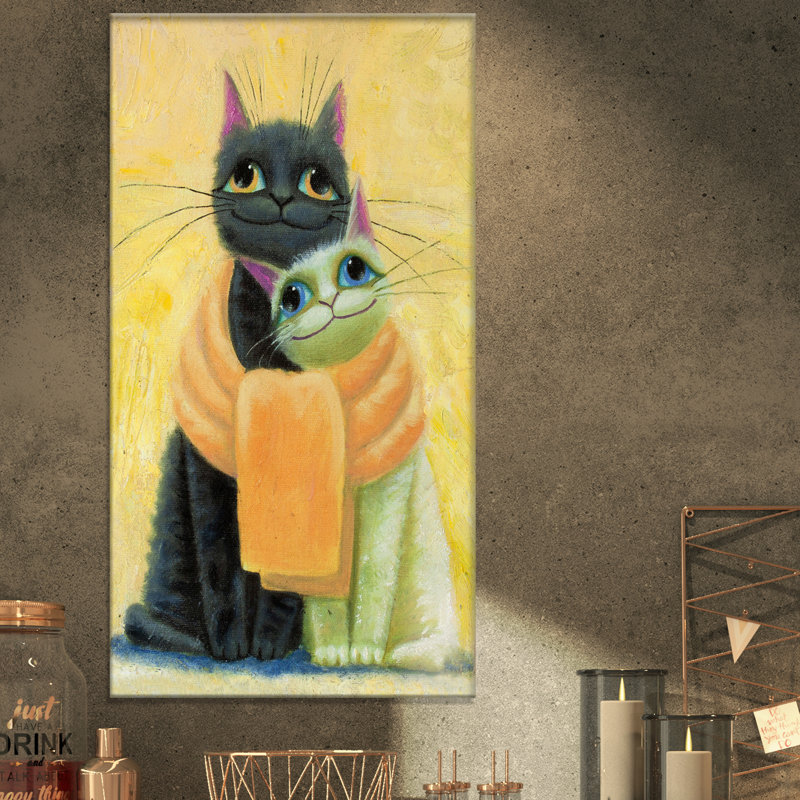 « jolie chats couple », reproduction d’impression sur toile tendue, H 32 po x l 16 po x P 1 po