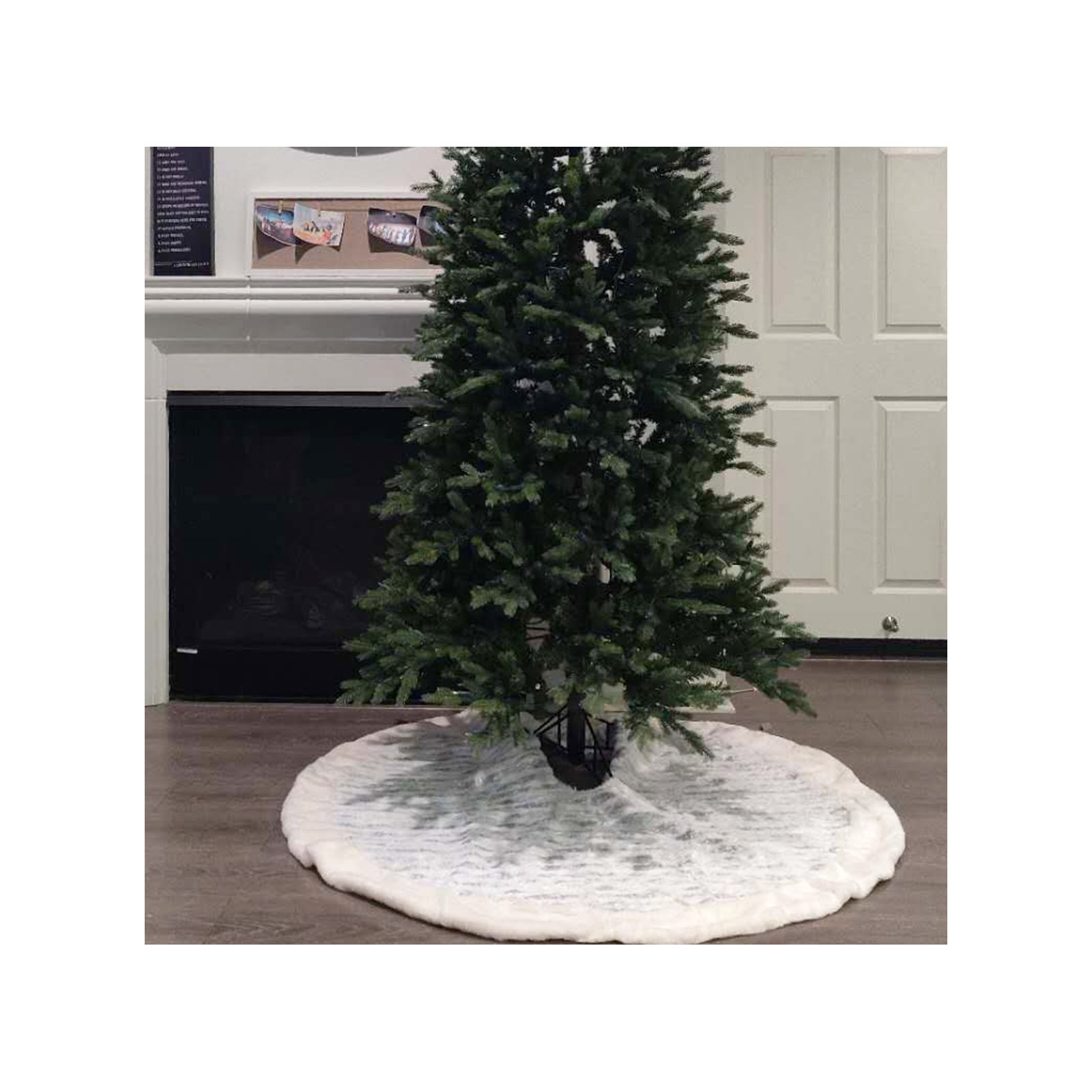 Faux Fur Tree Skirt, 52" H x 52" W, Silver