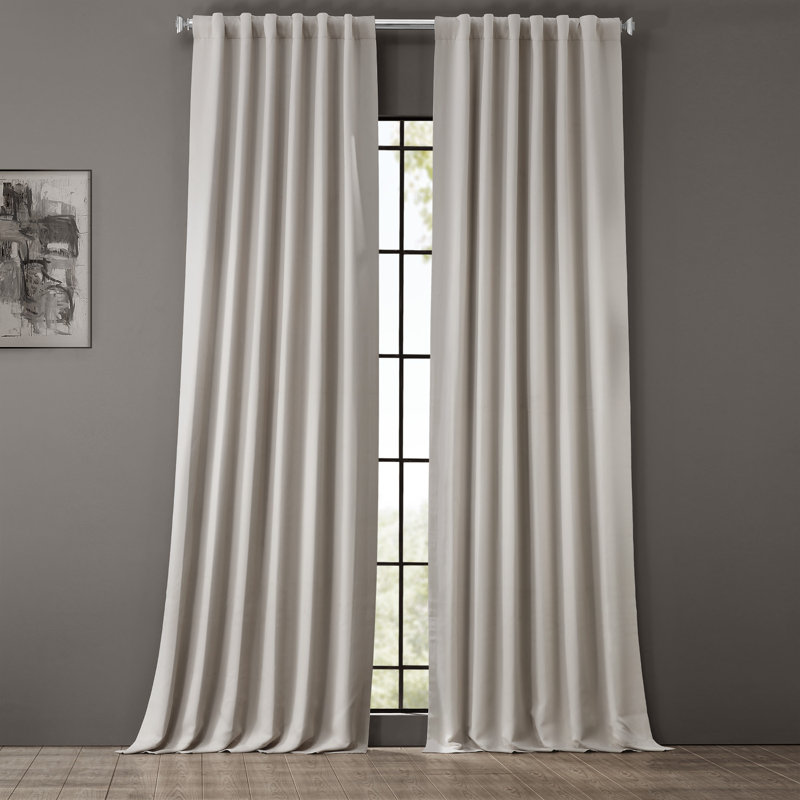 Betria 50" W Polyester Room Darkening Single Panel Curtain, 50" W x 120" L, Alabaster Beige