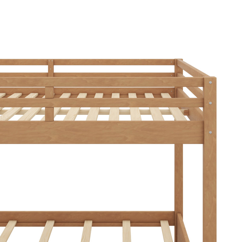 Lit superposé grand en bois avec échelle d'entrée et barrière de sécurité, Bois