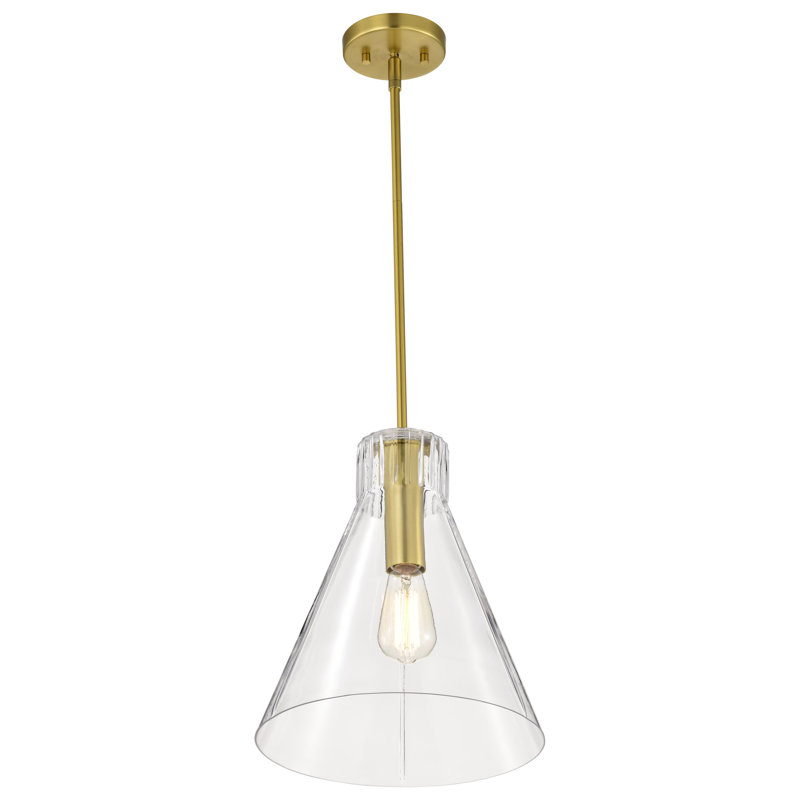 Luminaire suspendu 1 lumière Anine Gianna, Laiton rétro, H 14 po x l 12 po x P 12 po