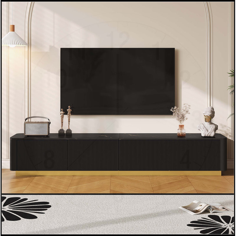 Luxury Fluted TV Stand for TVs Up to 85\, Black