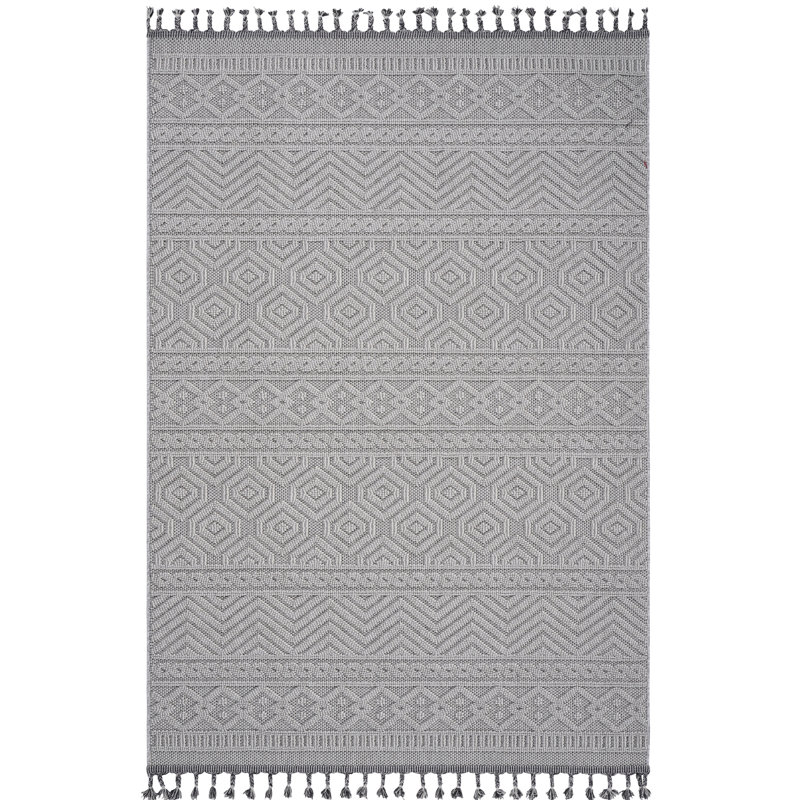 Tapis blanc à motif géométrique d'extérieur 5X7 blanc