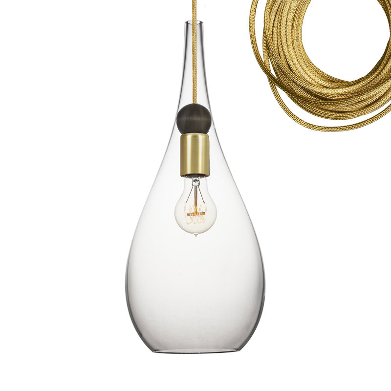 Earth 1 - Light Pendant, Clear, Brass Braided, Yes