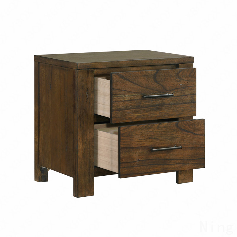 Table de chevet 1Pc avec 2 tiroirs, esthétique rustique, meubles de chambre à coucher, armoire de chevet 1pc