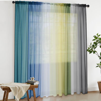 Ensemble de 2 rideaux transparents dégradés pour décor de chambre Diyon