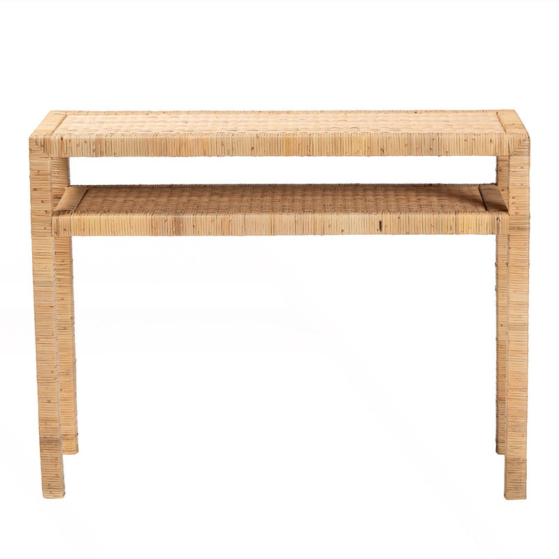 Console bohémienne en rotin naturel