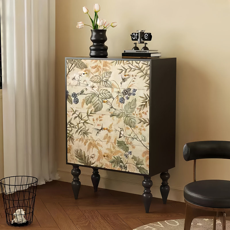 French Modern Simple Tall Feet Decor Cabinet