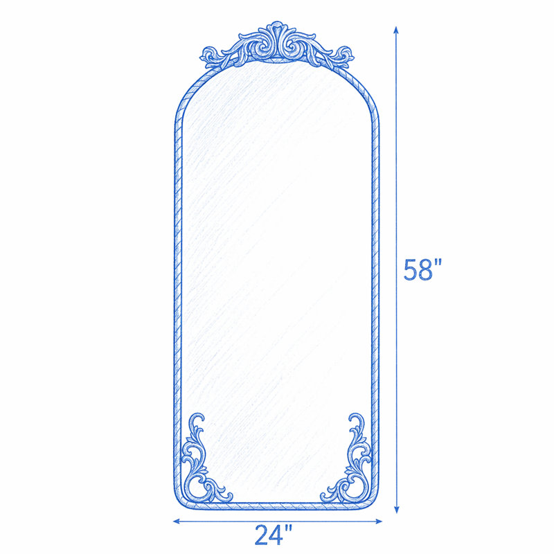 Miroir mural suspendu, Argent antique