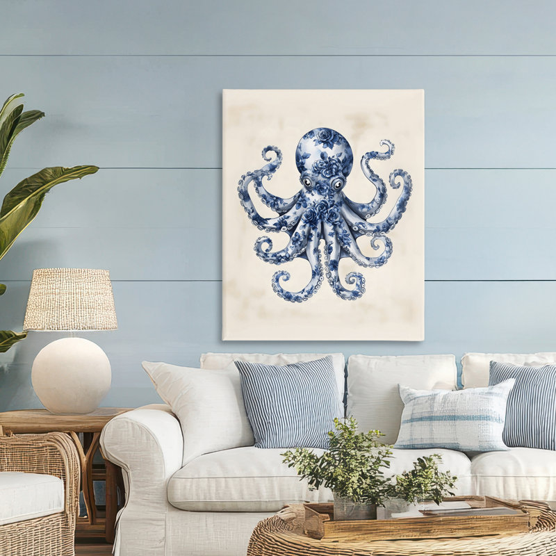 Floral Floral Octopus, conception par Arlington Prints, H 48 po x l 36 po