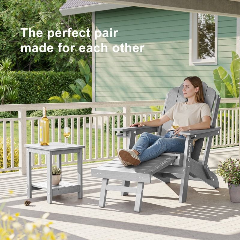 Outdoor Side Table HIPS Table for Patio, Garden, Lawn, Light Gray