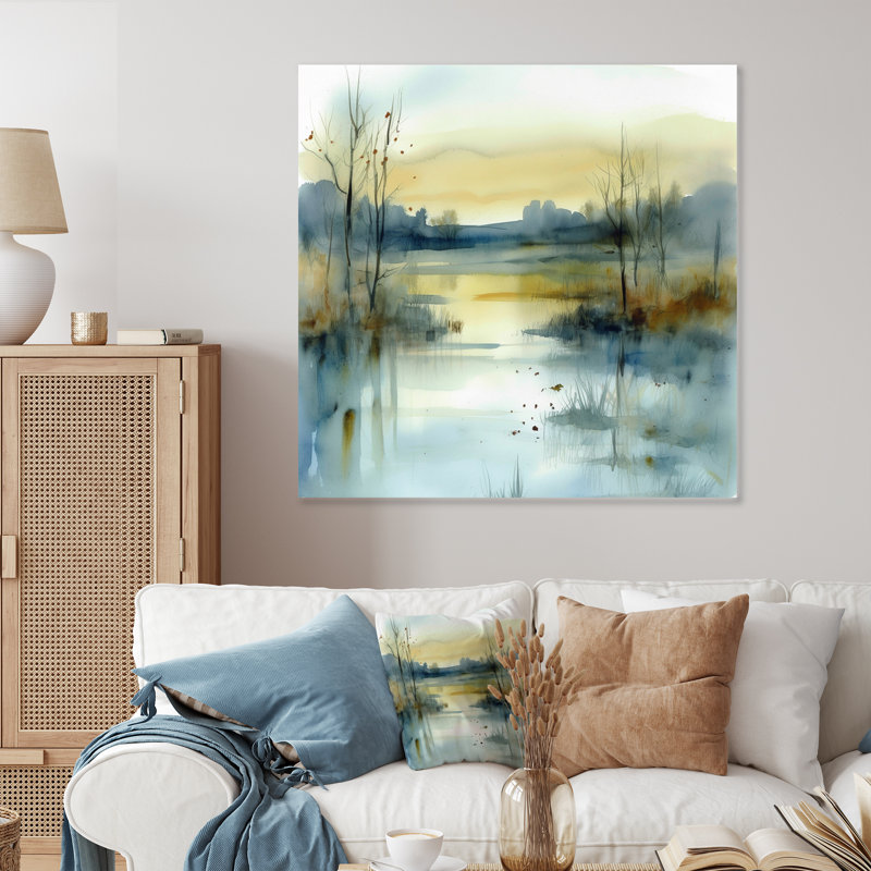 Été, paysage d'été, paysage III - décoration murale en métal, H 16 po x l 16 po x P 1 po