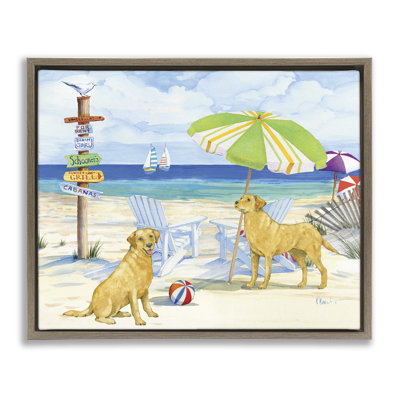 "Retriever Dogs at Beach", art mural encadré par Paul Brent