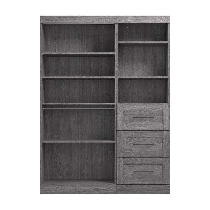 Arlex 61W Closet Organizer with Drawers, Bark Gray