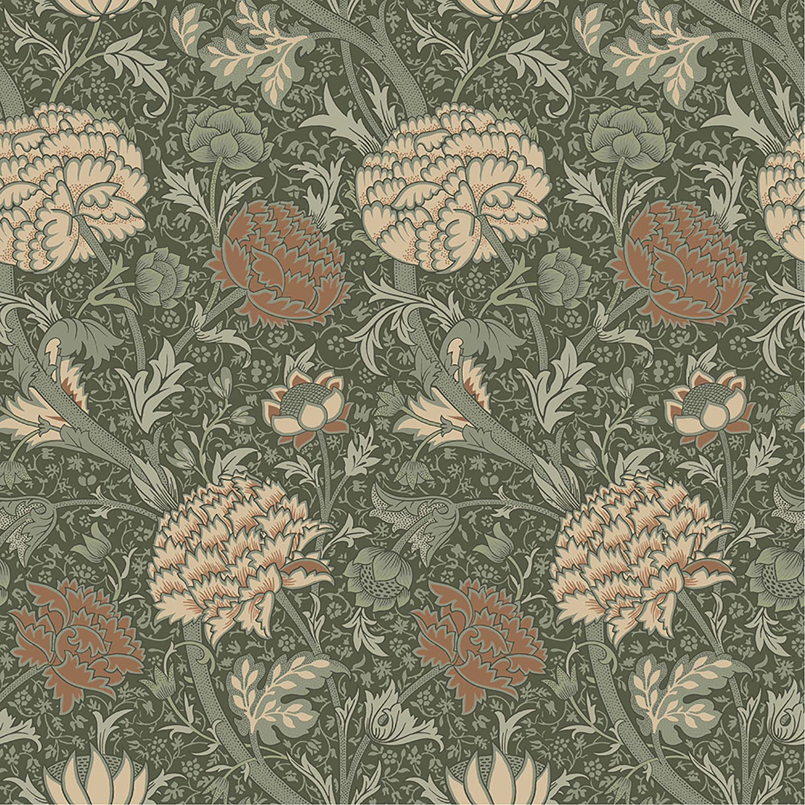 Floral Wallpaper, Sea Green