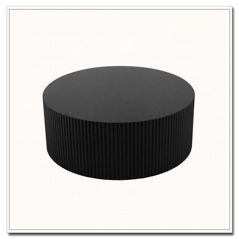 Round Coffee Table with Handcrafted Relief, Black