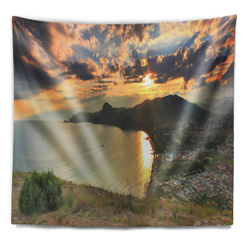 Tapisserie en mer seascape du haut de la hill, H 50 po x l 60 po