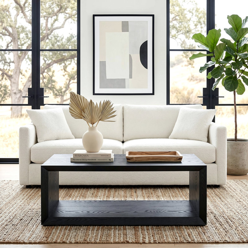 Wander Solid Coffee Table with Storage, 45.72cm H x 121.92cm W x 59.39cm D, Black